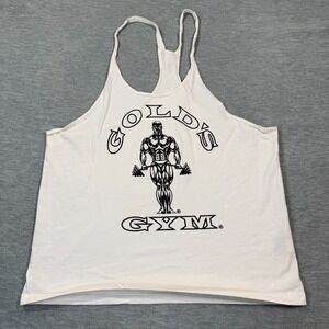 Gold's Gym Tank Top Men's XL White Bodybuilding Muscle Stringer Gym Workout